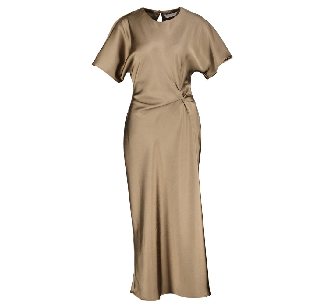 Elegante Jurk Glans – Amélie Amélie | Knoopdetail en Subtiele Glans