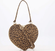 Lamour – Hartvormige Handtas – Gold / Burgundy / Leopard