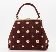 Clara Stud – Suède Leren Handtas – Bordeaux / Choco