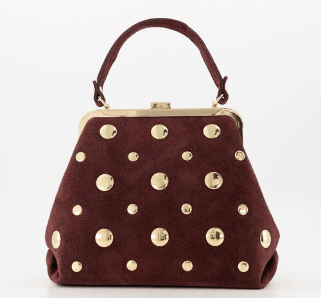Clara Stud – Suède Leren Handtas – Bordeaux / Choco image 0