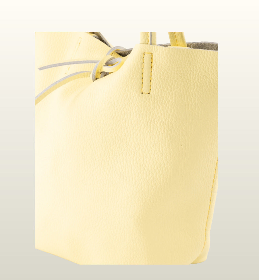 Alice Leren Shopper Butter Yellow – Crossbody Tas van 100% Rundleer | Teatro Fashion