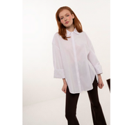 Blouse Lang Wit (Elegant met Zilveren Pareldetails) Mironce