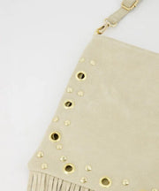 Indigo Crossbody Tas – 100% Suède Leer – Ecru & Goud – Luxe Dames Tas