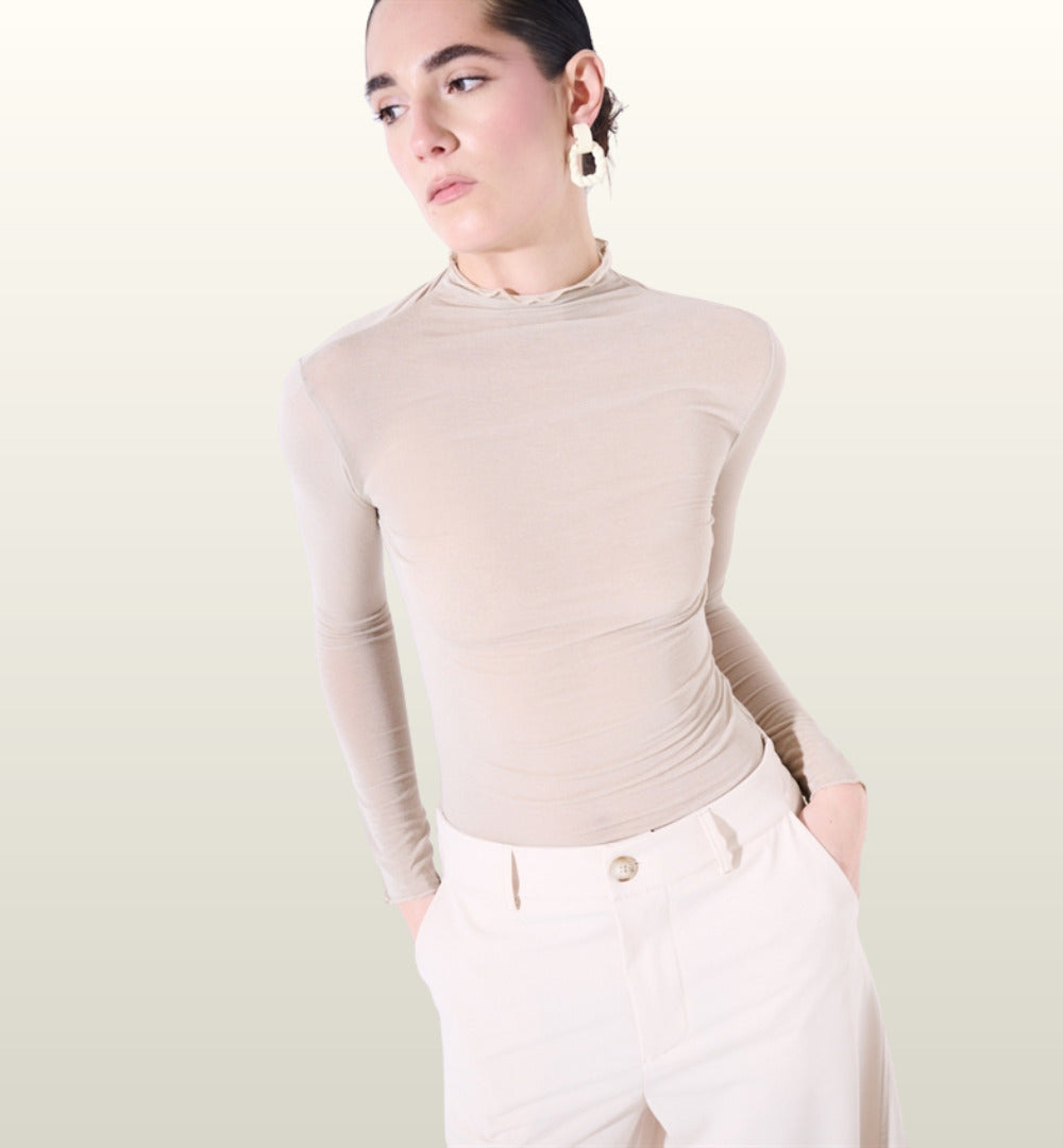 Transparante Basic Top met Hoge Hals | Kikisix