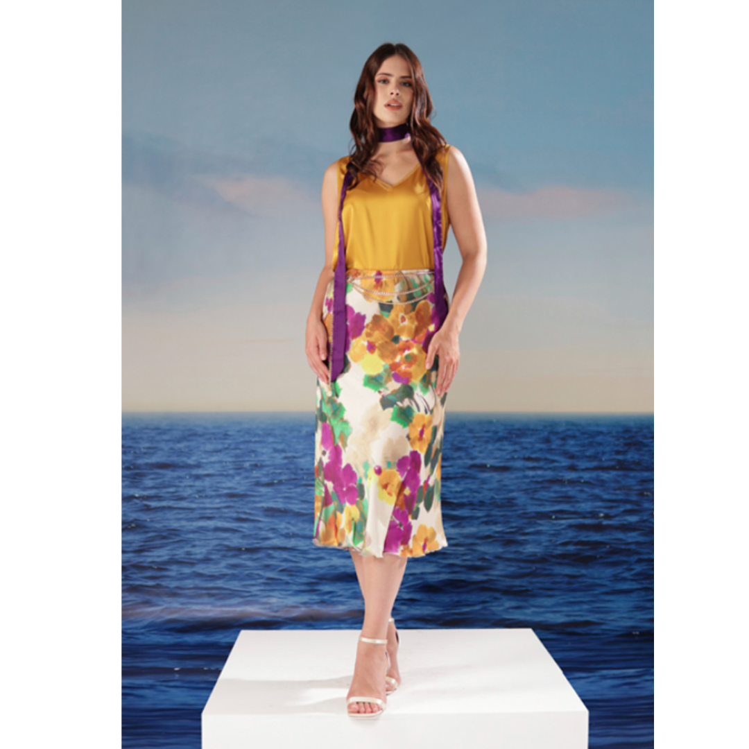 Bloemenrok Paars/Okergeel – Comfort & Stijl in Eén | Mealys