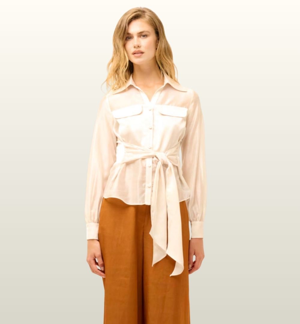 Le Sarte del Sole Achter Blouse Gesso | Elegante Damesblouse met Strikdetail