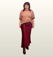 Gestreepte Viscose Trui Lila & Geel met Glitter – Wijde Mouw | Dixie