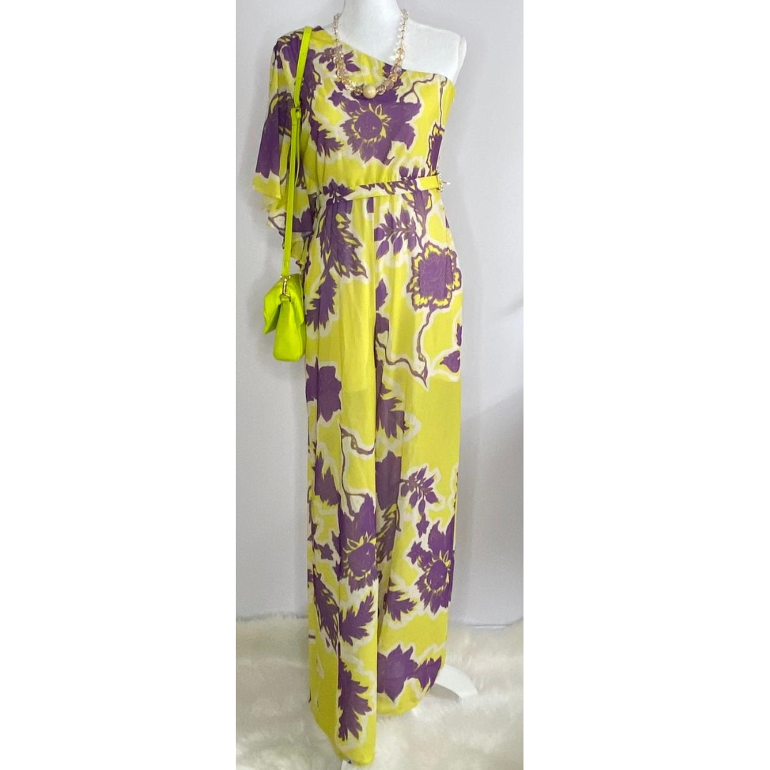 Jumpsuit Hellen Batterr Flora – Lime & Donkerpaars image 0