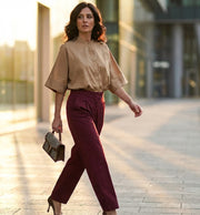 Dixie cognac blouse 100% katoen | minimalistische damesblouse | Dixie