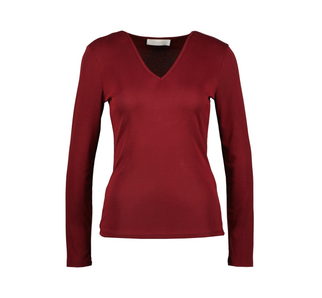 Top Glasgow V-hals van Amélie Amélie – Bordeaux, Elegant & Must-Have Basic