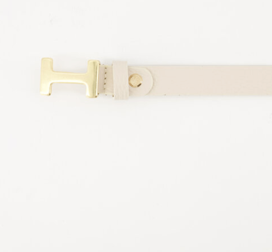 Hera Big – Classic Grain Lederen Riem met Gouden Gesp – Bordeaux / Wit