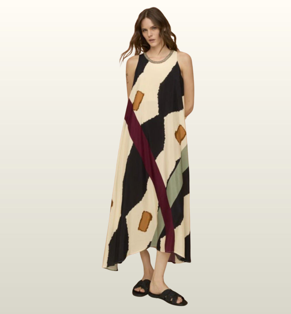 Mouwloze Multicolor Jurk A-lijn – Elegant & Sophisticated | Dixie